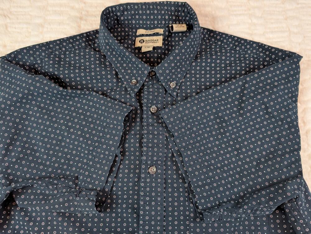 Men's Haggar Shirt Sleeve Button-up Shirt - Size L